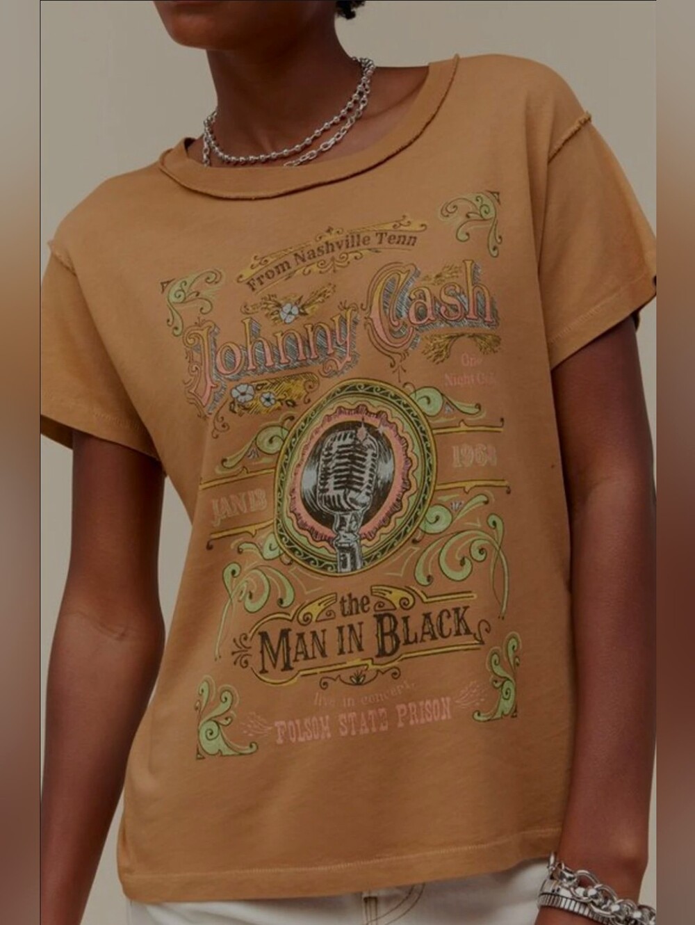 Daydreamer Johnny Cash Concert Women Graphic T Shirt The Man In Black Large NWT